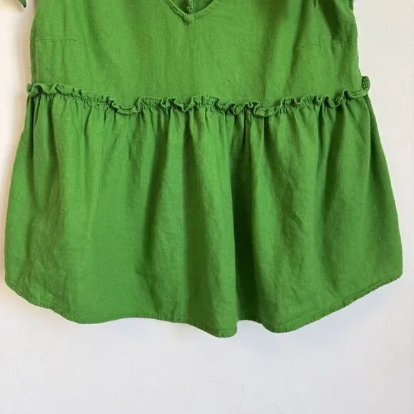 Who What Wear Kelly Green Linen Blend Oversized Baby Doll Tank Top Extra Small - Picture 3 of 8
